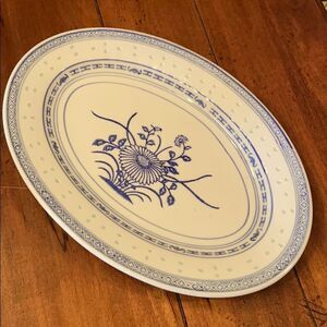 Vintage 12” Oval Rice Flower Serving Platter